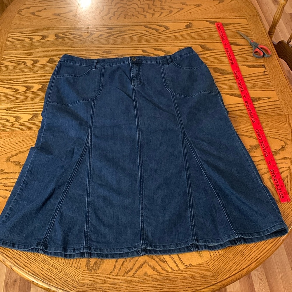 CJ Banks denim blue jean skirt